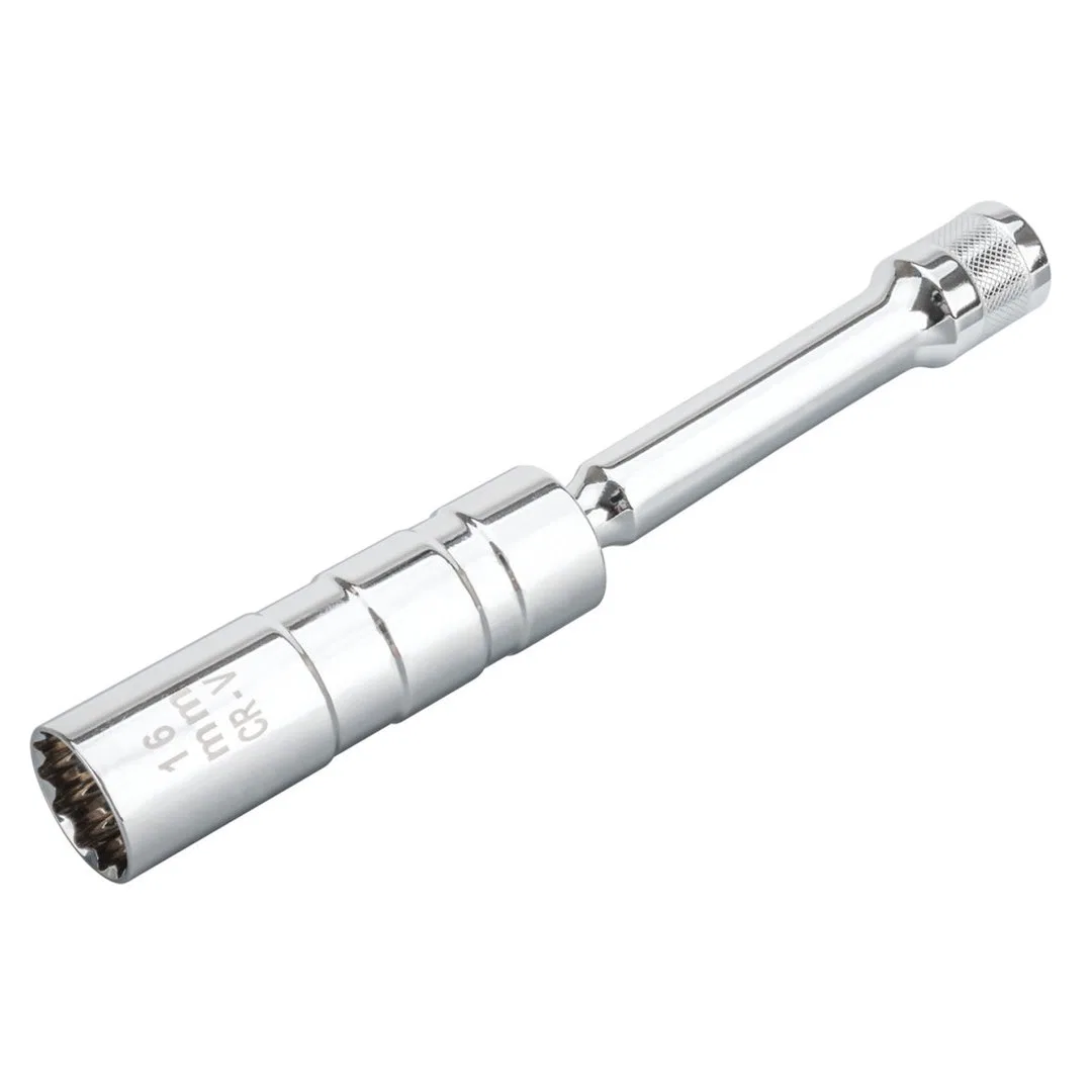 W80543 – PERFORM TOOL Spark Plug Socket, 3/8 Inch Drive 16 MM Polished Nickel Chrome Plated Finish Chromium-Vanadium ...